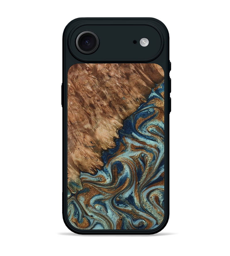 iPhone 17 Air Wood Phone Case - Ailani (Teal & Gold, 799650)
