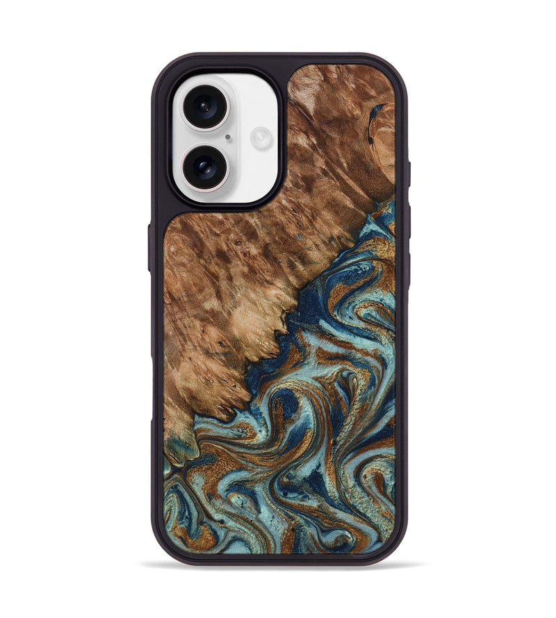 iPhone 17 Wood Phone Case - Ailani (Teal & Gold, 799650)