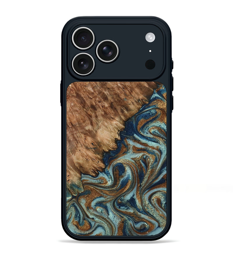 iPhone 17 Pro Max Wood Phone Case - Ailani (Teal & Gold, 799650)
