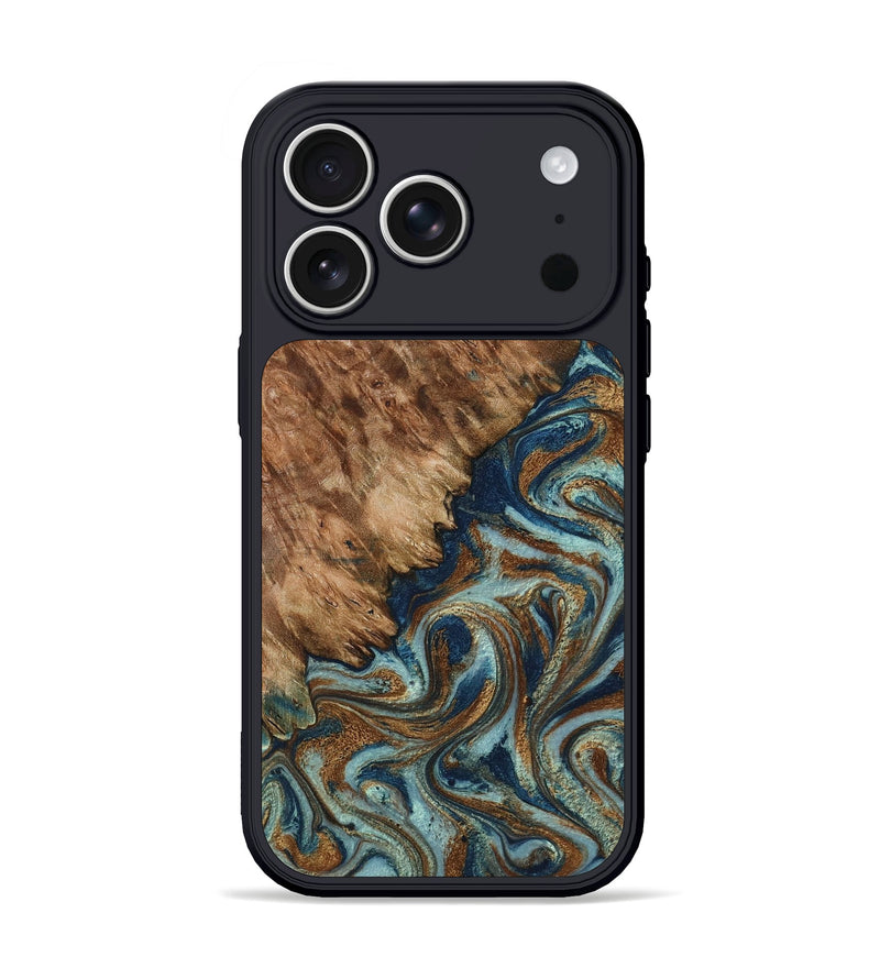 iPhone 17 Pro Wood Phone Case - Ailani (Teal & Gold, 799650)