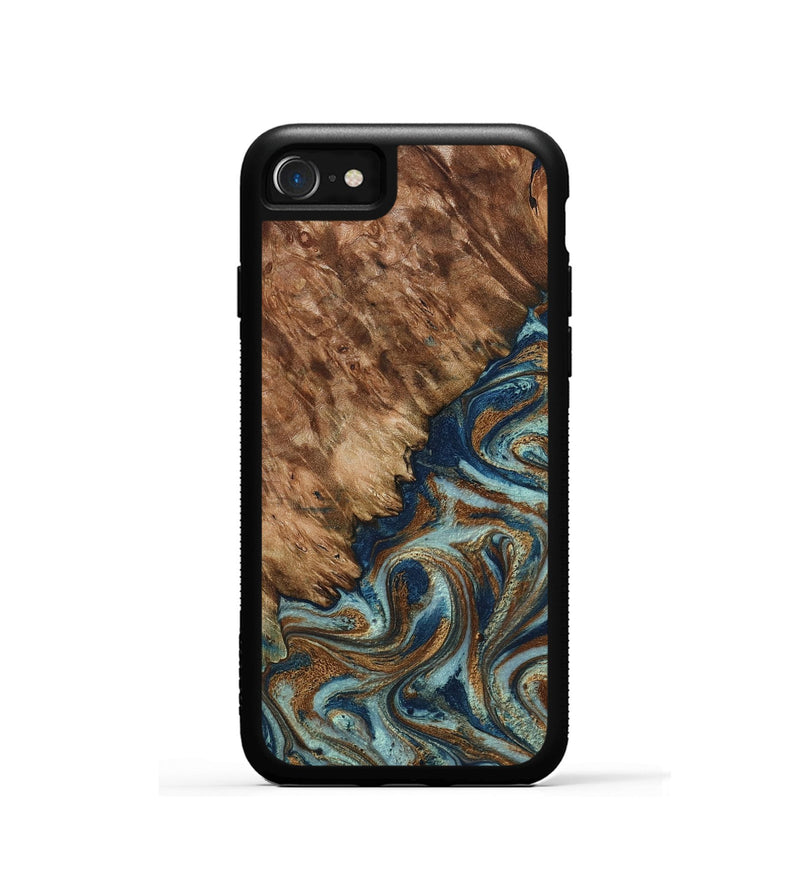 iPhone SE Wood Phone Case - Ailani (Teal & Gold, 799650)