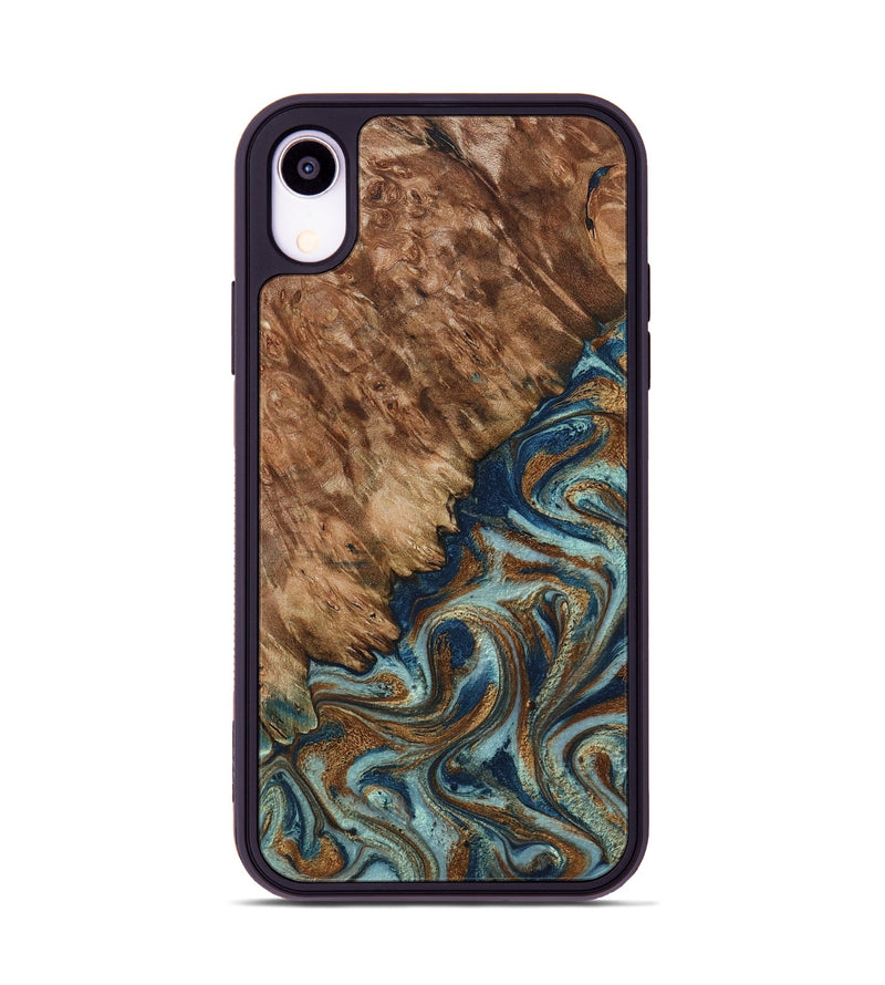 iPhone Xr Wood Phone Case - Ailani (Teal & Gold, 799650)