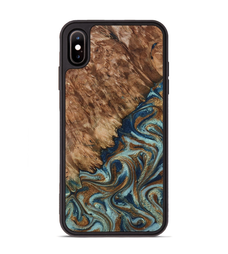 iPhone Xs Max Wood Phone Case - Ailani (Teal & Gold, 799650)
