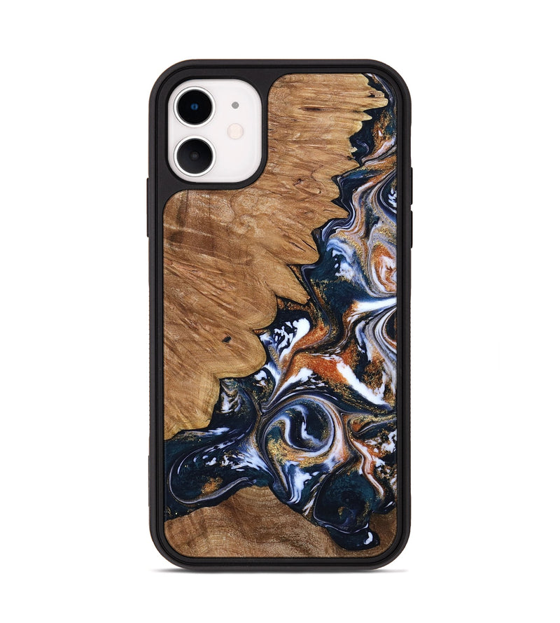 iPhone 11 Wood Phone Case - Liana (Teal & Gold, 799651)