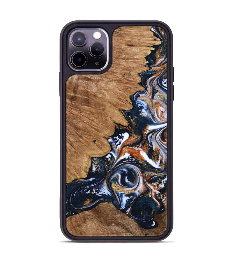 iPhone 11 Pro Max Wood Phone Case - Liana (Teal & Gold, 799651)