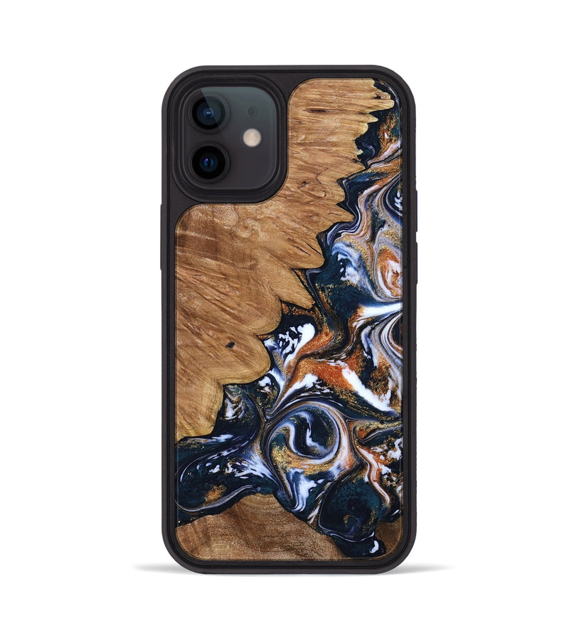 iPhone 12 Wood Phone Case - Liana (Teal & Gold, 799651)