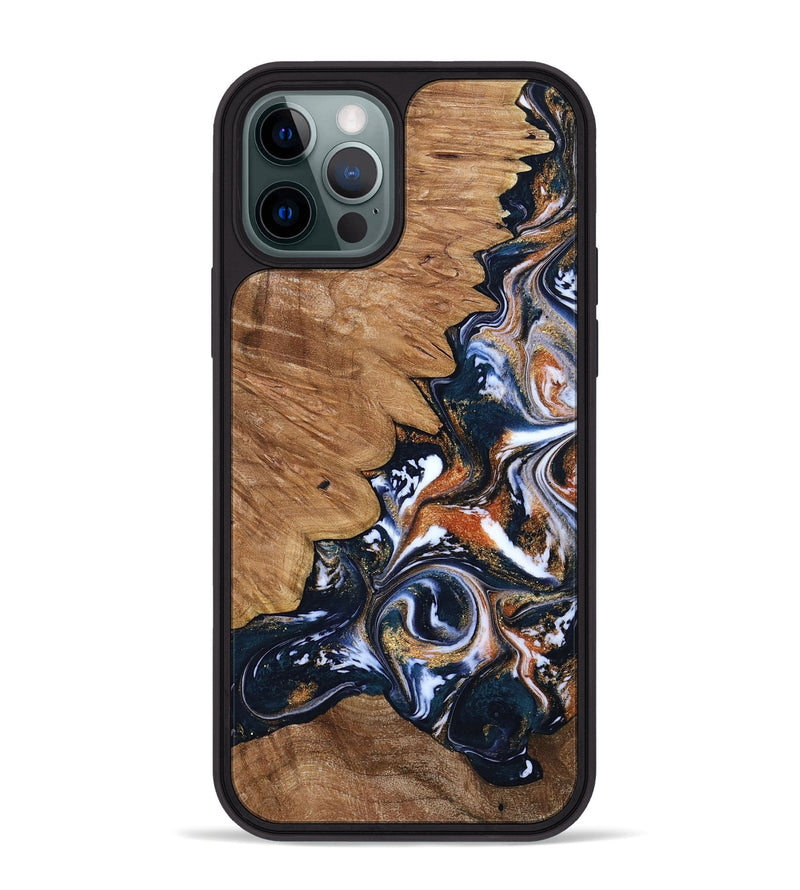 iPhone 12 Pro Max Wood Phone Case - Liana (Teal & Gold, 799651)