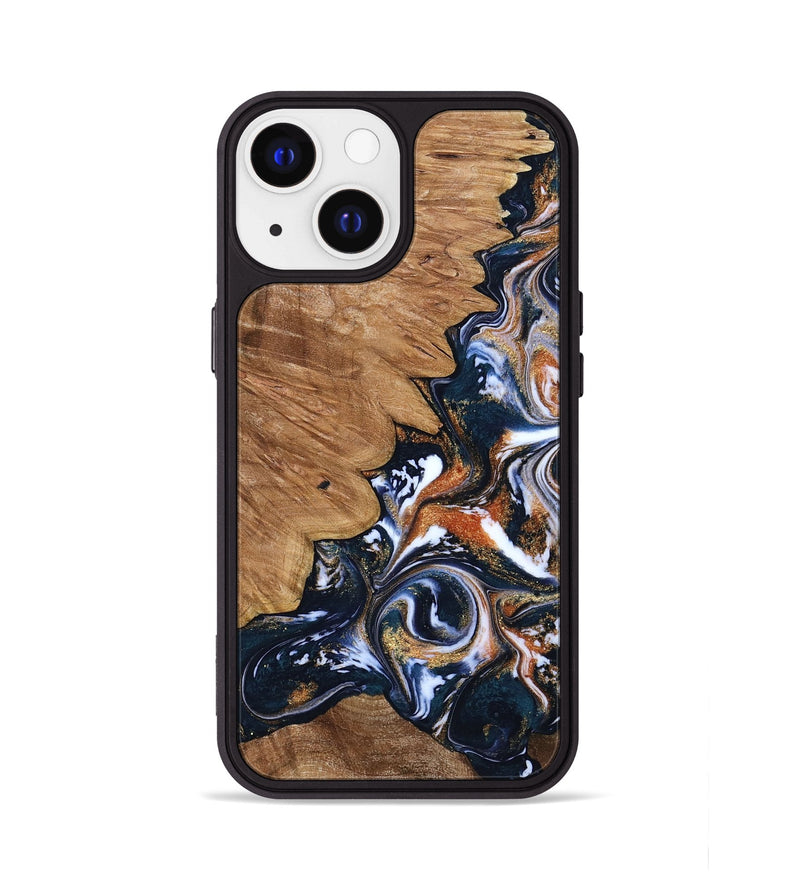 iPhone 13 Wood Phone Case - Liana (Teal & Gold, 799651)