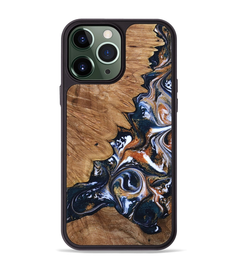 iPhone 13 Pro Max Wood Phone Case - Liana (Teal & Gold, 799651)