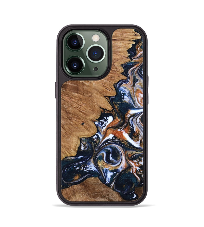 iPhone 13 Pro Wood Phone Case - Liana (Teal & Gold, 799651)