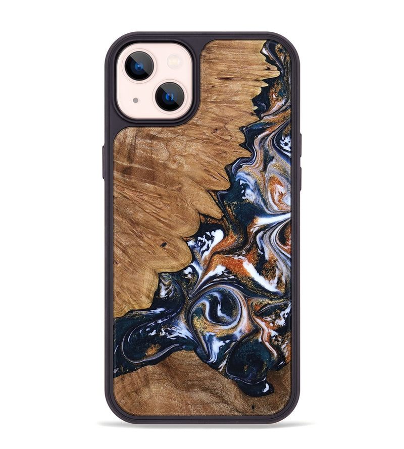 iPhone 14 Plus Wood Phone Case - Liana (Teal & Gold, 799651)