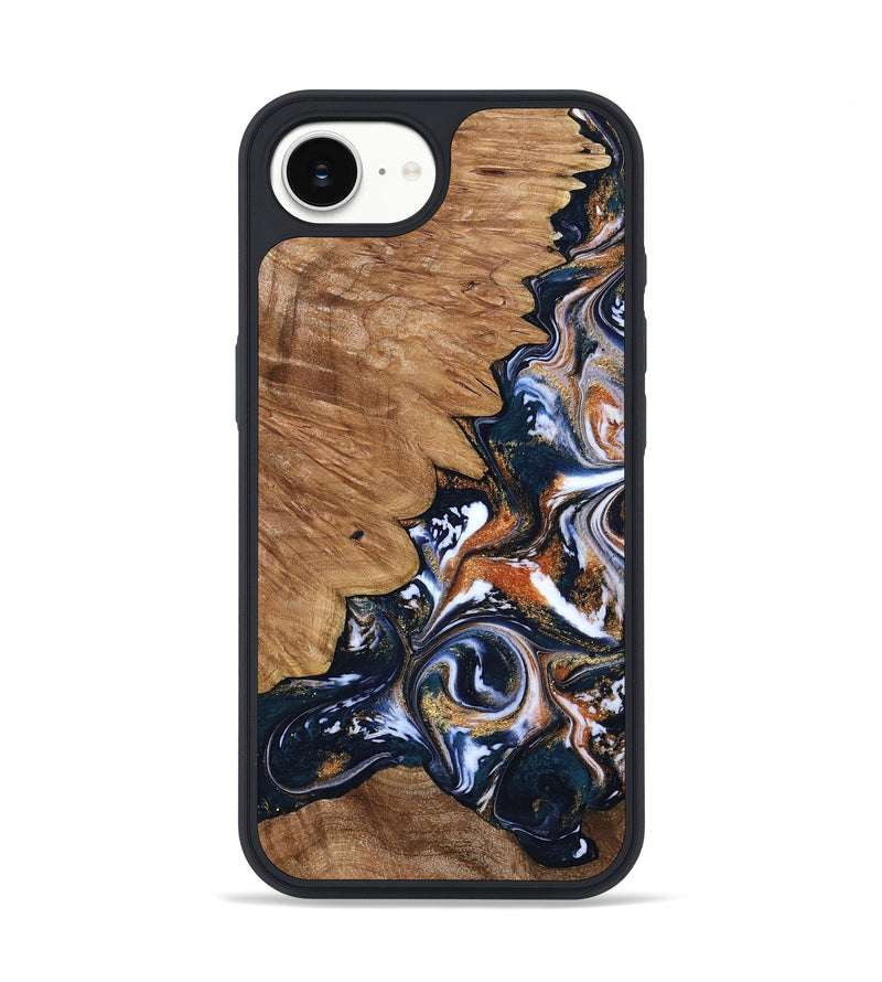 iPhone 16e Wood Phone Case - Liana (Teal & Gold, 799651)
