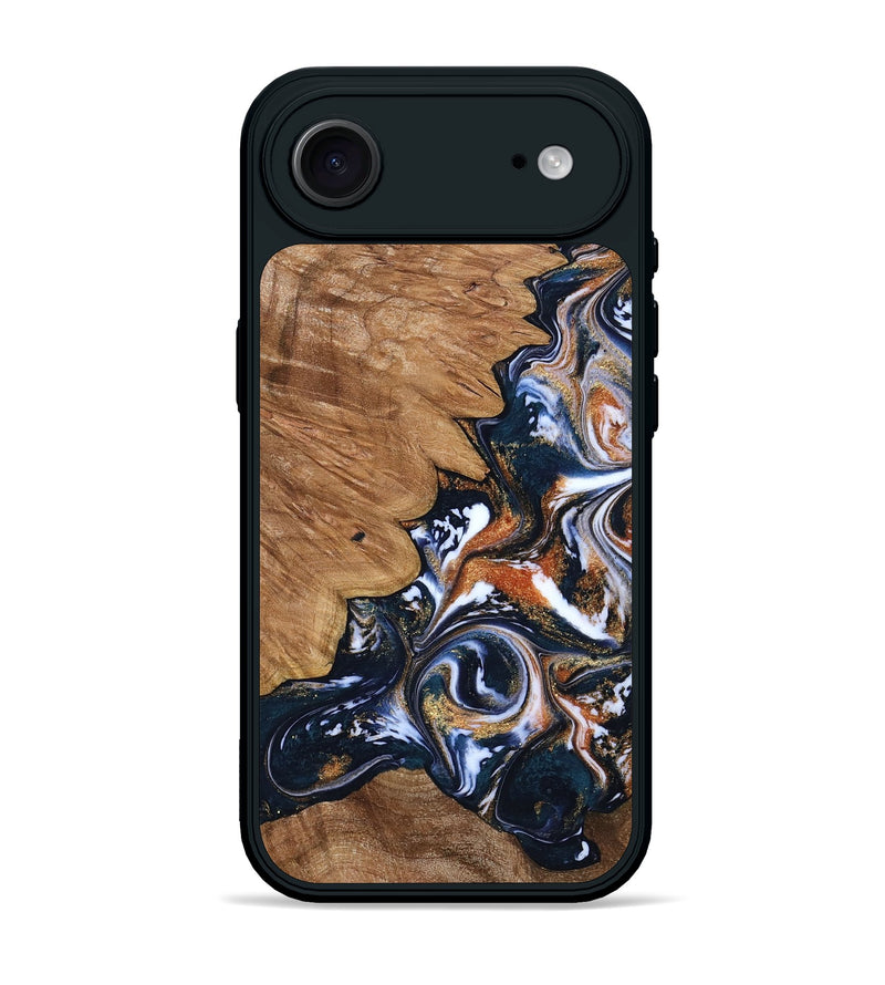 iPhone 17 Air Wood Phone Case - Liana (Teal & Gold, 799651)
