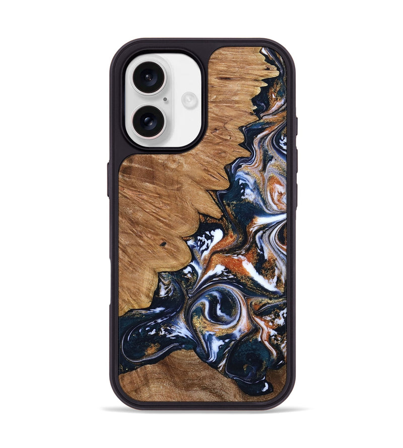 iPhone 17 Wood Phone Case - Liana (Teal & Gold, 799651)