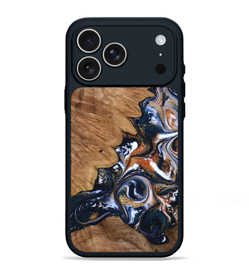 iPhone 17 Pro Max Wood Phone Case - Liana (Teal & Gold, 799651)