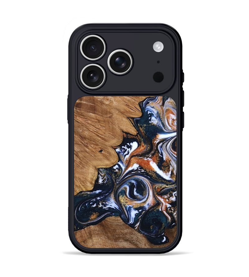 iPhone 17 Pro Wood Phone Case - Liana (Teal & Gold, 799651)