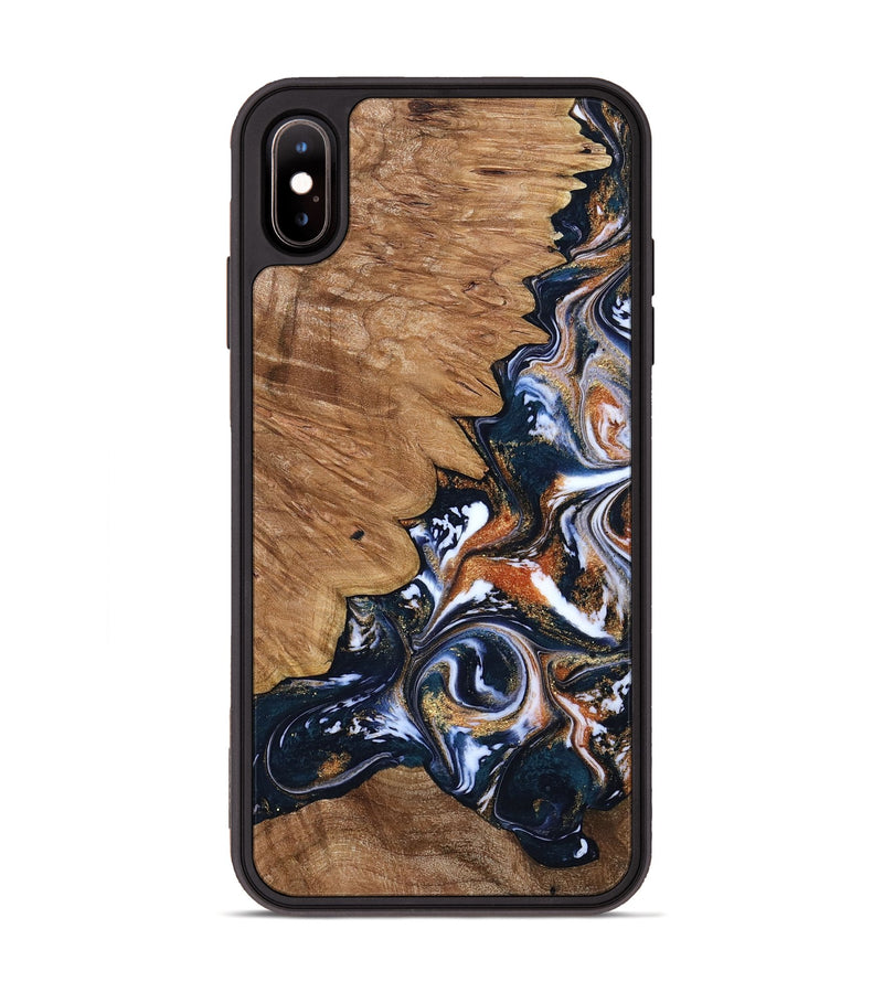 iPhone Xs Max Wood Phone Case - Liana (Teal & Gold, 799651)