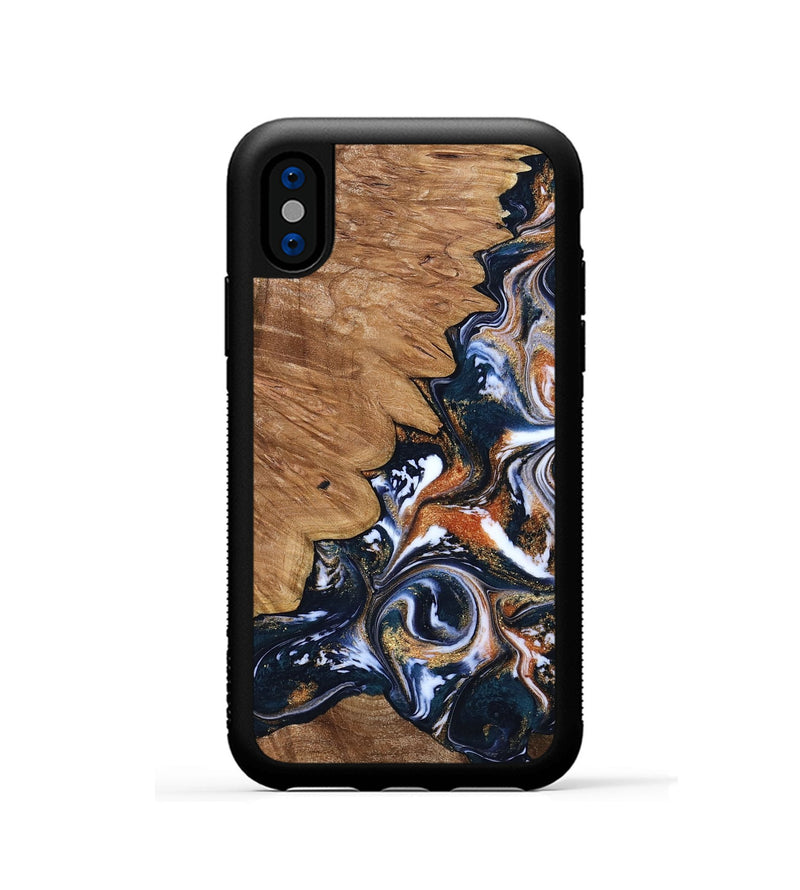 iPhone Xs Wood Phone Case - Liana (Teal & Gold, 799651)