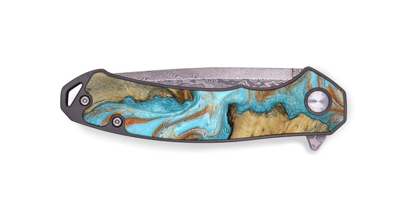 EDC Wood Pocket Knife - Damari (Teal & Gold, 799652)