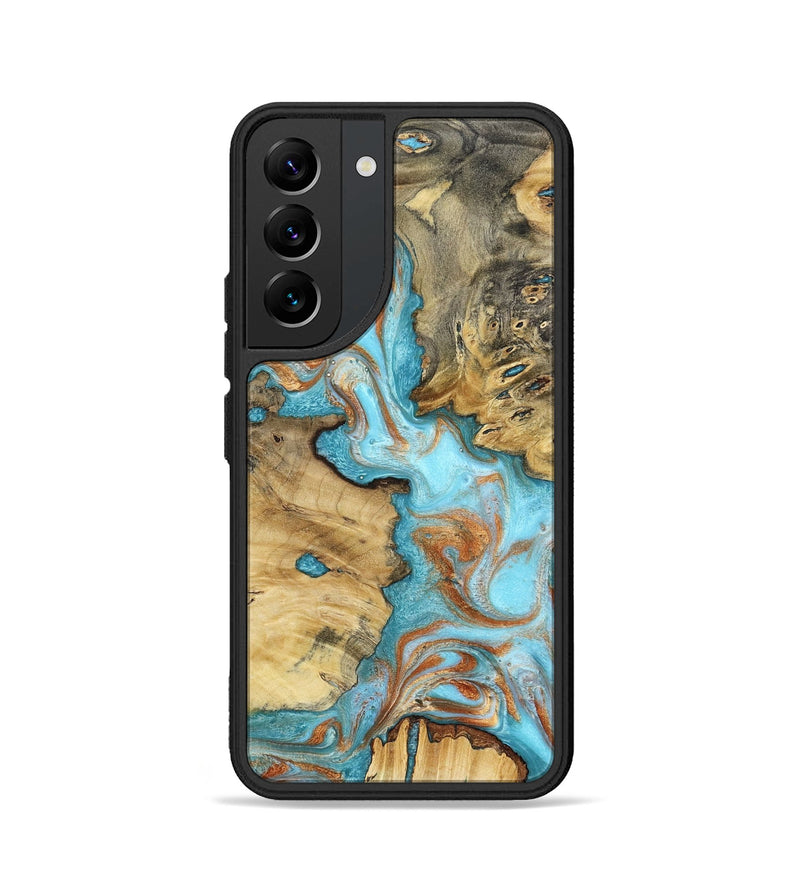 Galaxy S22 Wood Phone Case - Damari (Teal & Gold, 799652)