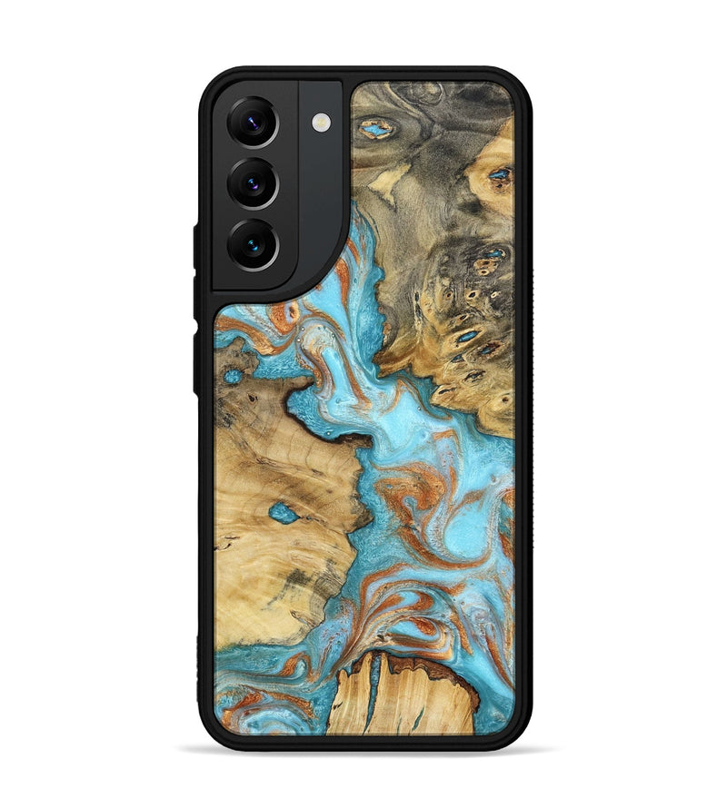 Galaxy S22 Plus Wood Phone Case - Damari (Teal & Gold, 799652)