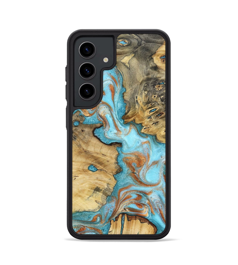 Galaxy S24 Wood Phone Case - Damari (Teal & Gold, 799652)
