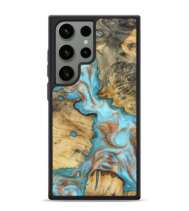 Galaxy S24 Ultra Wood Phone Case - Damari (Teal & Gold, 799652)