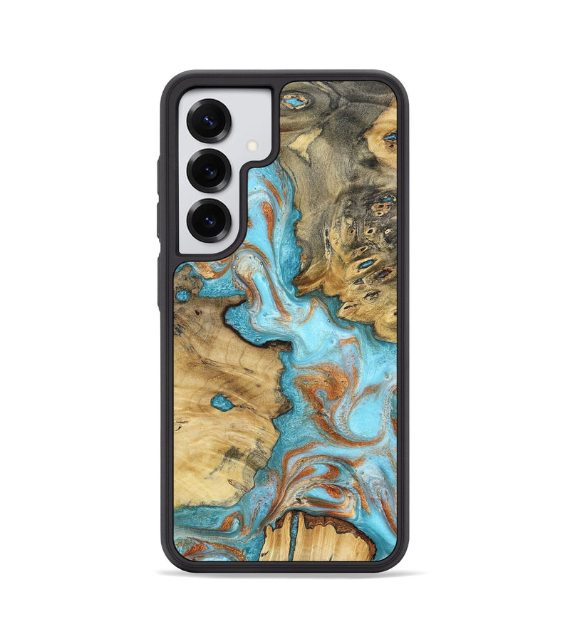 Galaxy S25 Wood Phone Case - Damari (Teal & Gold, 799652)
