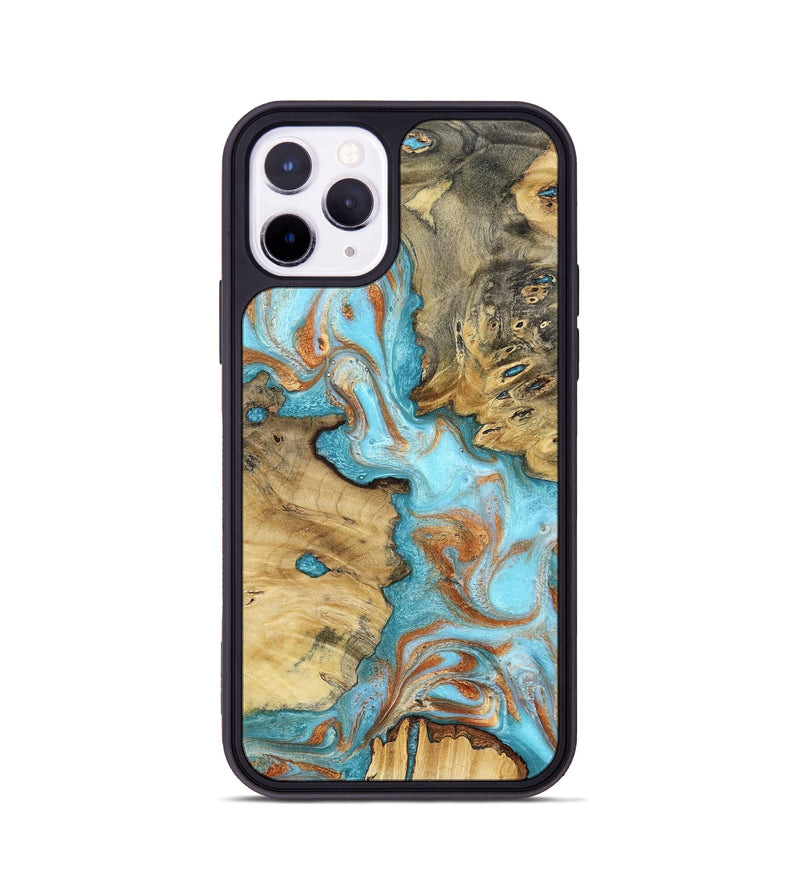 iPhone 11 Pro Wood Phone Case - Damari (Teal & Gold, 799652)