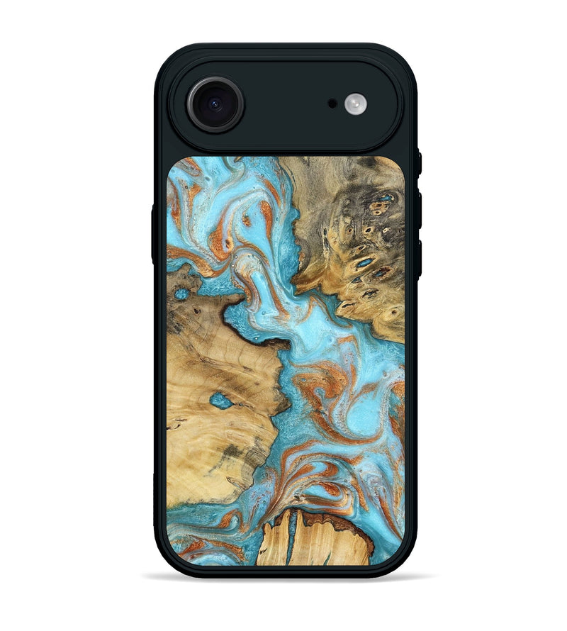 iPhone 17 Air Wood Phone Case - Damari (Teal & Gold, 799652)