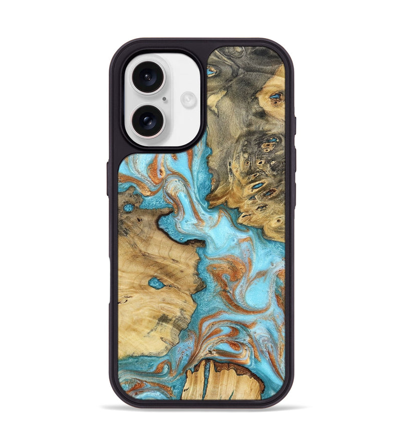 iPhone 17 Wood Phone Case - Damari (Teal & Gold, 799652)