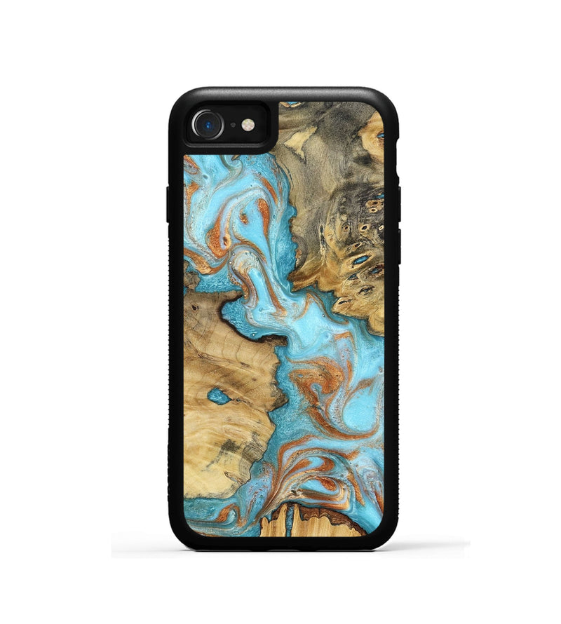 iPhone SE Wood Phone Case - Damari (Teal & Gold, 799652)