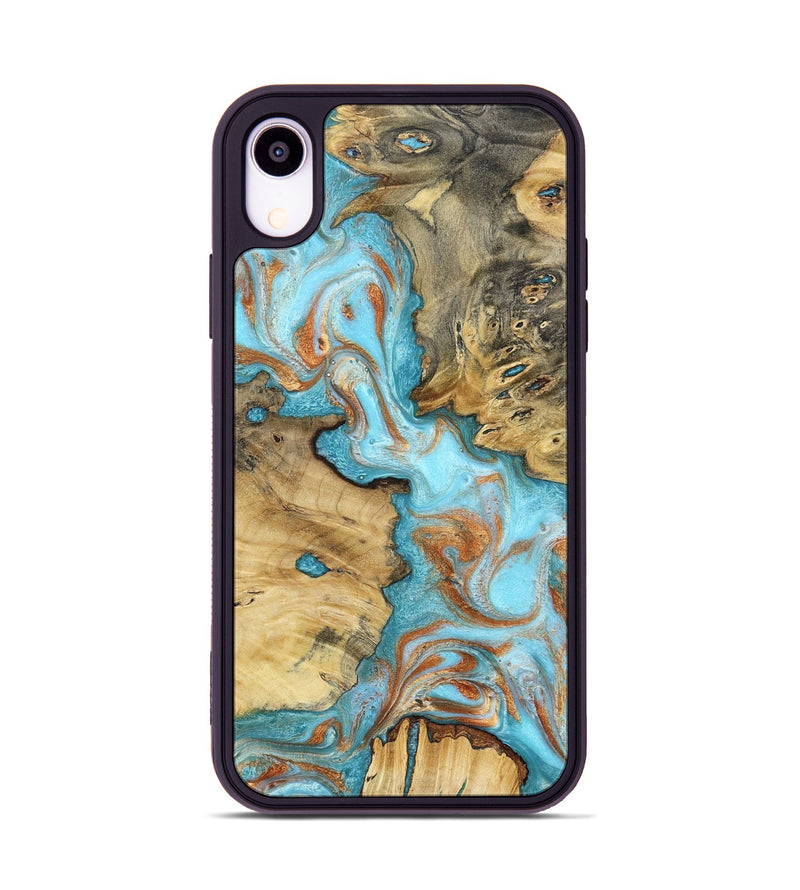 iPhone Xr Wood Phone Case - Damari (Teal & Gold, 799652)