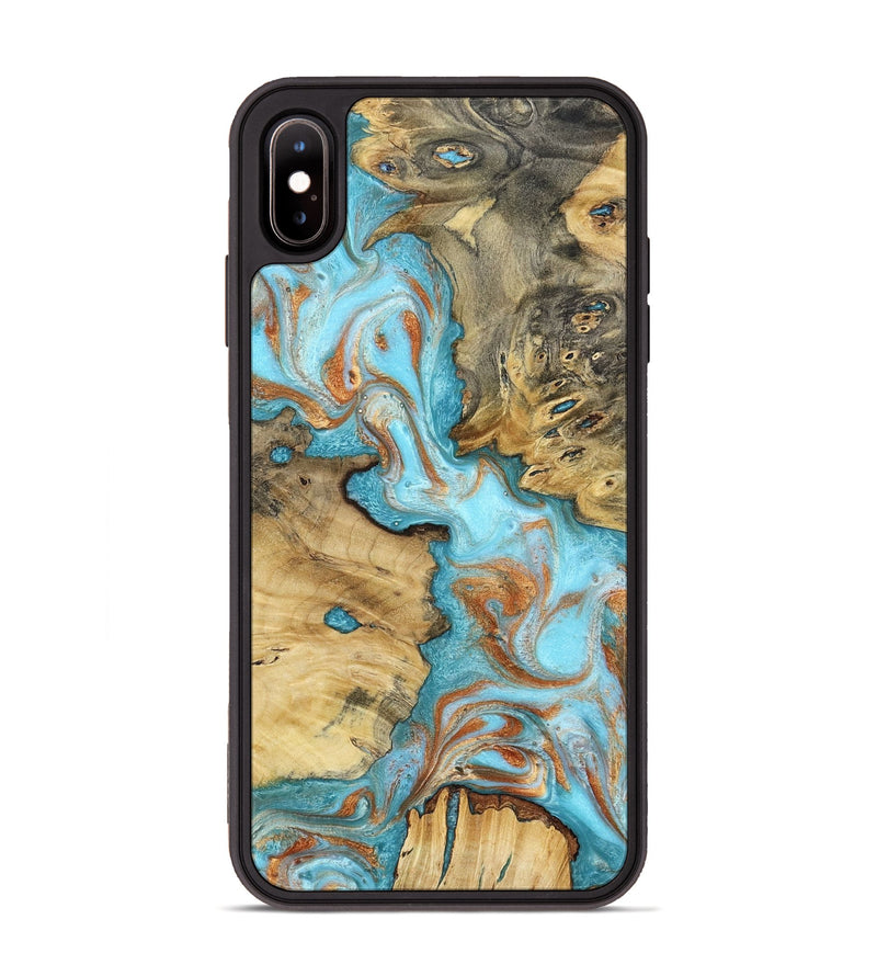 iPhone Xs Max Wood Phone Case - Damari (Teal & Gold, 799652)