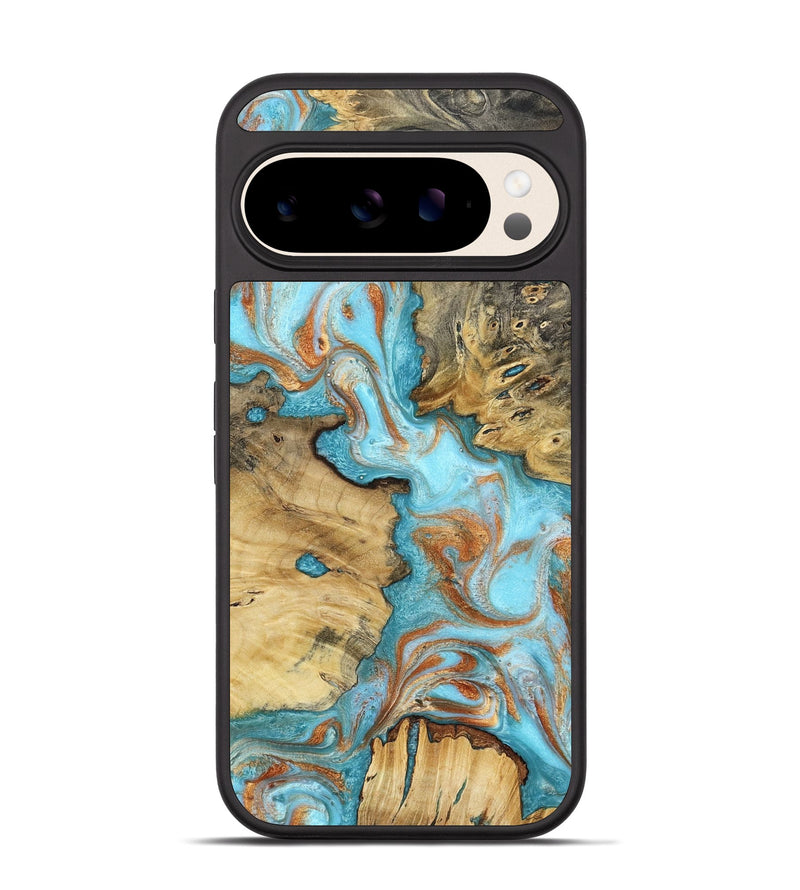 Pixel 10 Wood Phone Case - Damari (Teal & Gold, 799652)