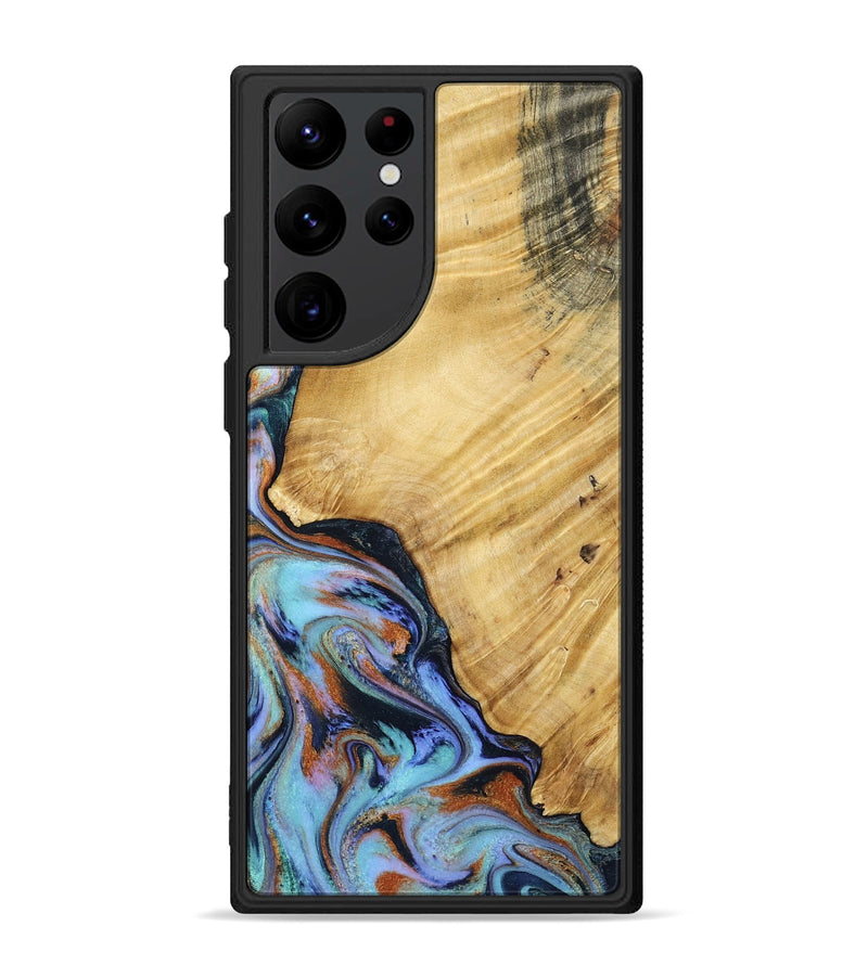 Galaxy S22 Ultra Wood Phone Case - January (Teal & Gold, 799653)