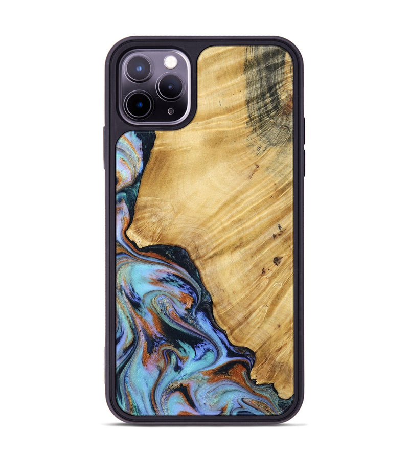 iPhone 11 Pro Max Wood Phone Case - January (Teal & Gold, 799653)