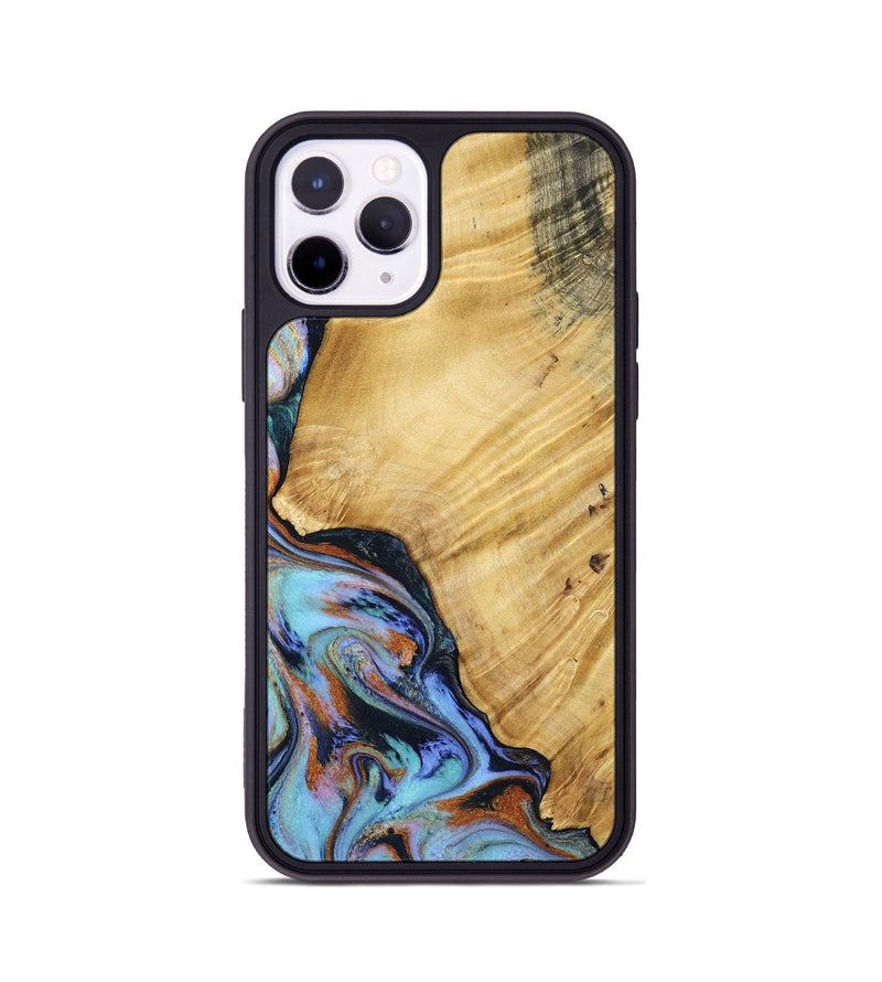 iPhone 11 Pro Wood Phone Case - January (Teal & Gold, 799653)
