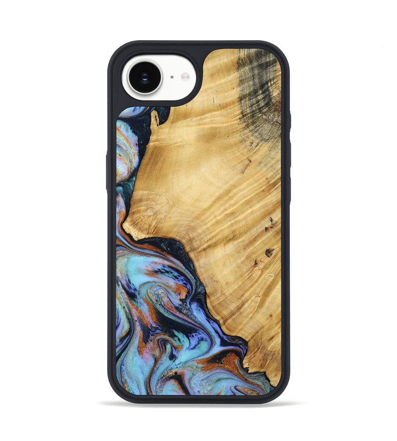 iPhone 16e Wood Phone Case - January (Teal & Gold, 799653)