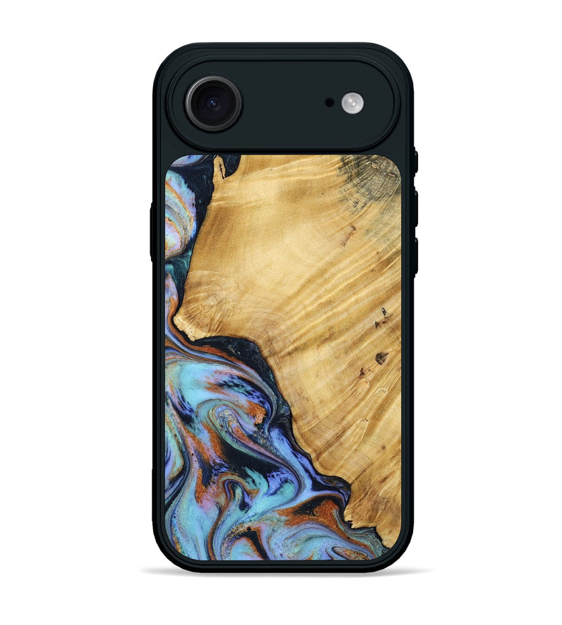 iPhone 17 Air Wood Phone Case - January (Teal & Gold, 799653)