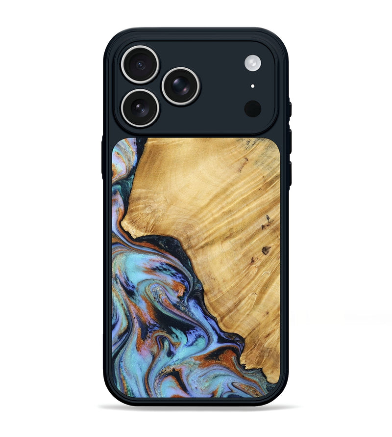 iPhone 17 Pro Max Wood Phone Case - January (Teal & Gold, 799653)