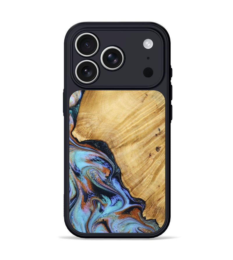 iPhone 17 Pro Wood Phone Case - January (Teal & Gold, 799653)