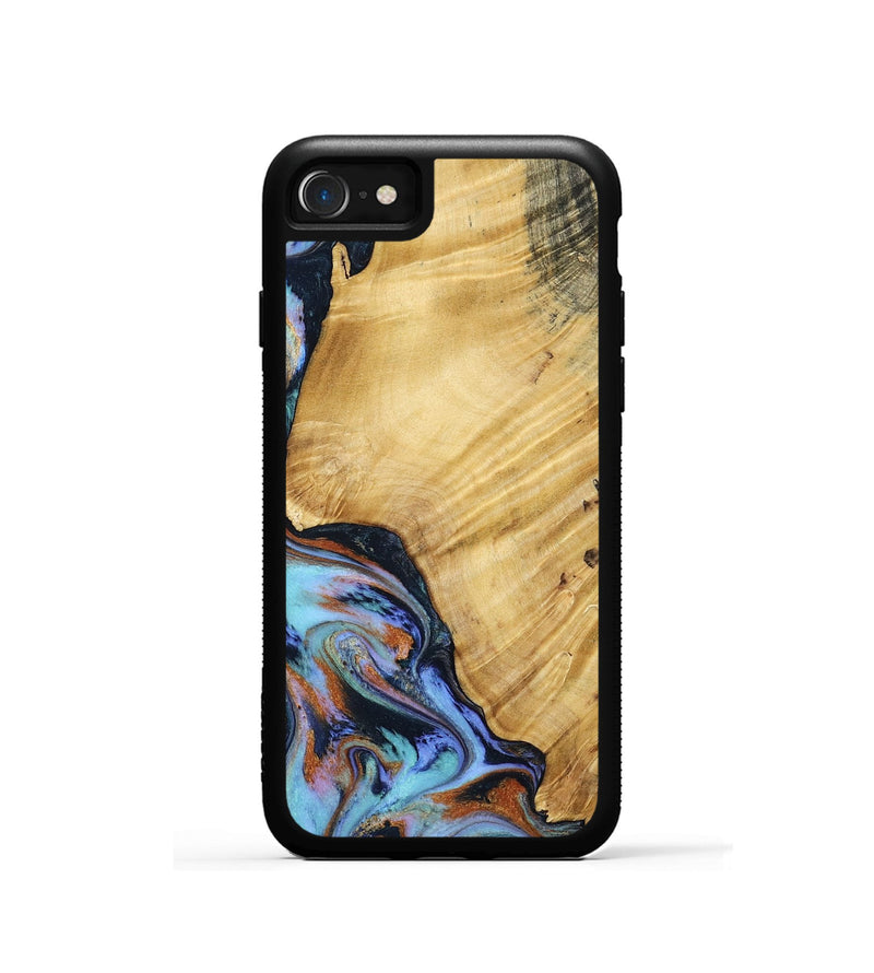 iPhone SE Wood Phone Case - January (Teal & Gold, 799653)
