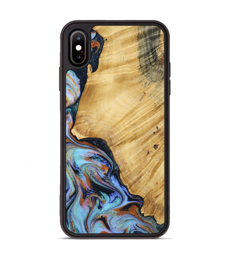 iPhone Xs Max Wood Phone Case - January (Teal & Gold, 799653)