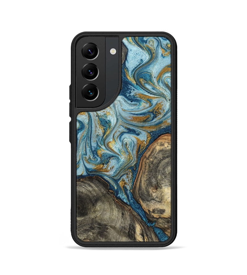 Galaxy S22 Wood Phone Case - Joselyn (Teal & Gold, 799654)