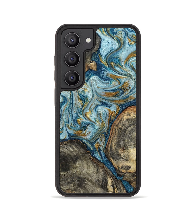 Galaxy S23 Wood Phone Case - Joselyn (Teal & Gold, 799654)
