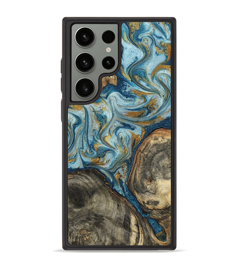 Galaxy S23 Ultra Wood Phone Case - Joselyn (Teal & Gold, 799654)