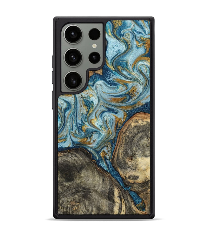 Galaxy S24 Ultra Wood Phone Case - Joselyn (Teal & Gold, 799654)