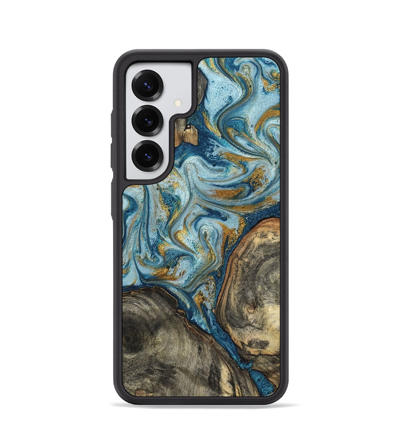 Galaxy S25 Wood Phone Case - Joselyn (Teal & Gold, 799654)