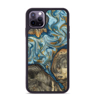 iPhone 11 Pro Max Wood Phone Case - Joselyn (Teal & Gold, 799654)
